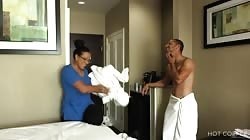 Slutty room service maid gets fucked by hotel guest